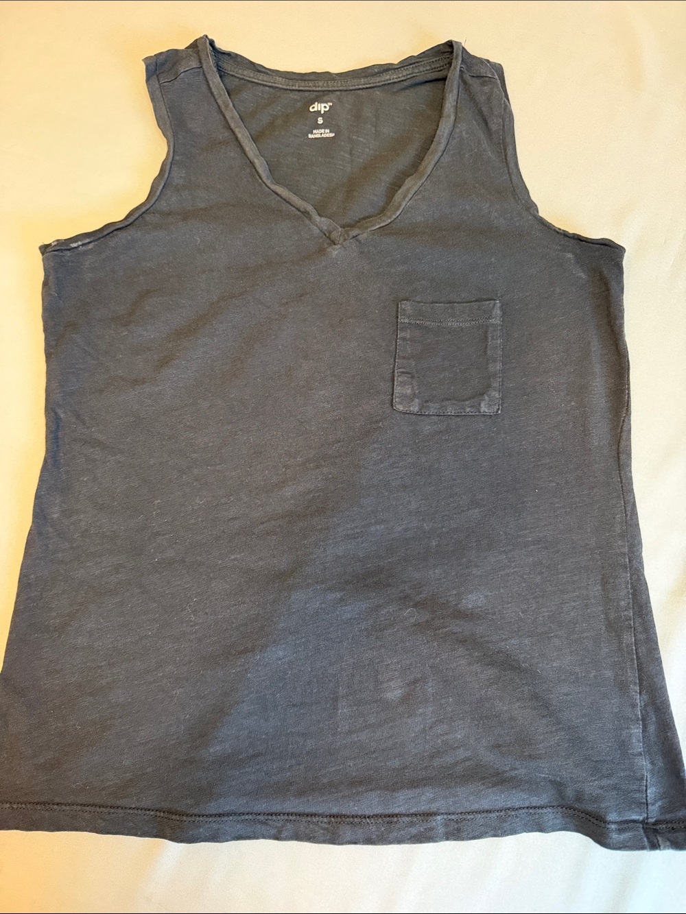 dip Black V-Neck Sleeveless Tank with Chest Pocket